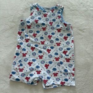 Ishtex Baby Baseball‎ Print Romper 18M Red White Blue One-Piece Outfit